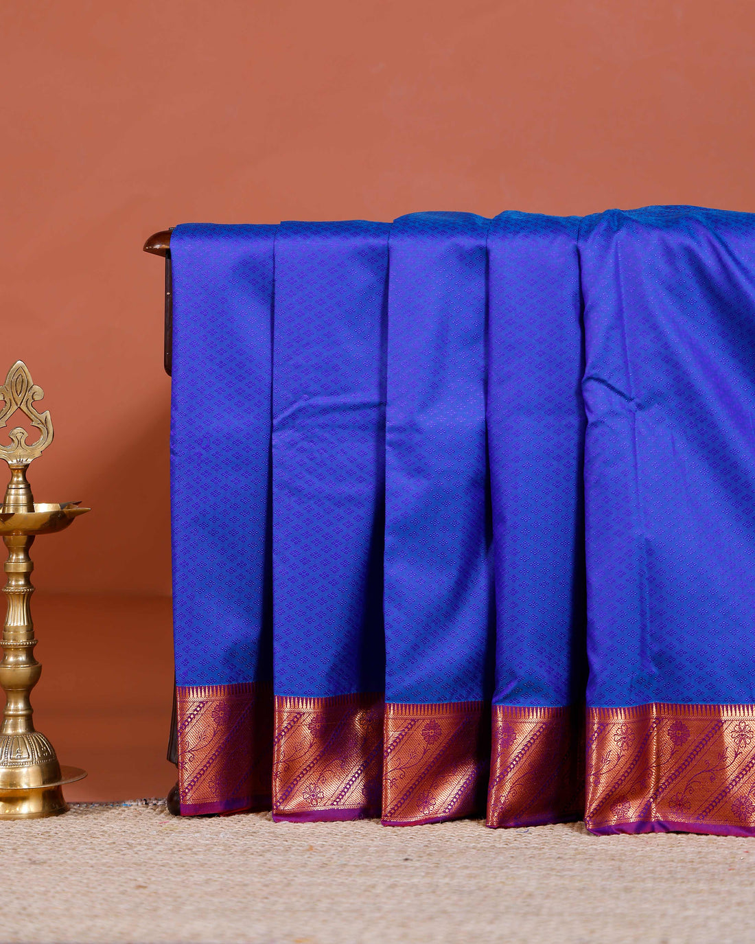 Elampillai Silk Cotton Saree with Intricate Zari Border and Butta Work - Blue