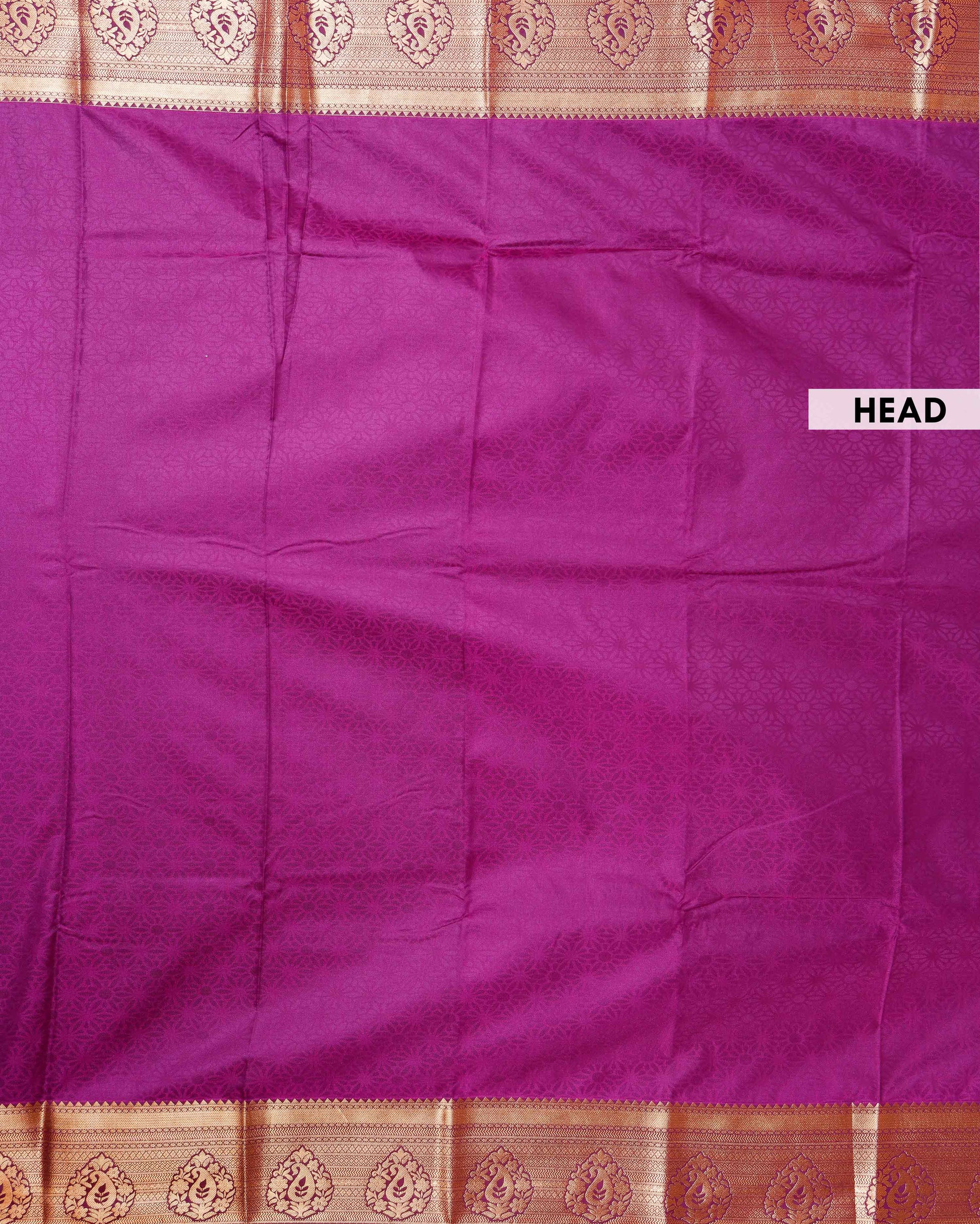 Elampillai Silk Cotton Saree with Intricate Zari Border and Traditional Motifs - Purple-Head