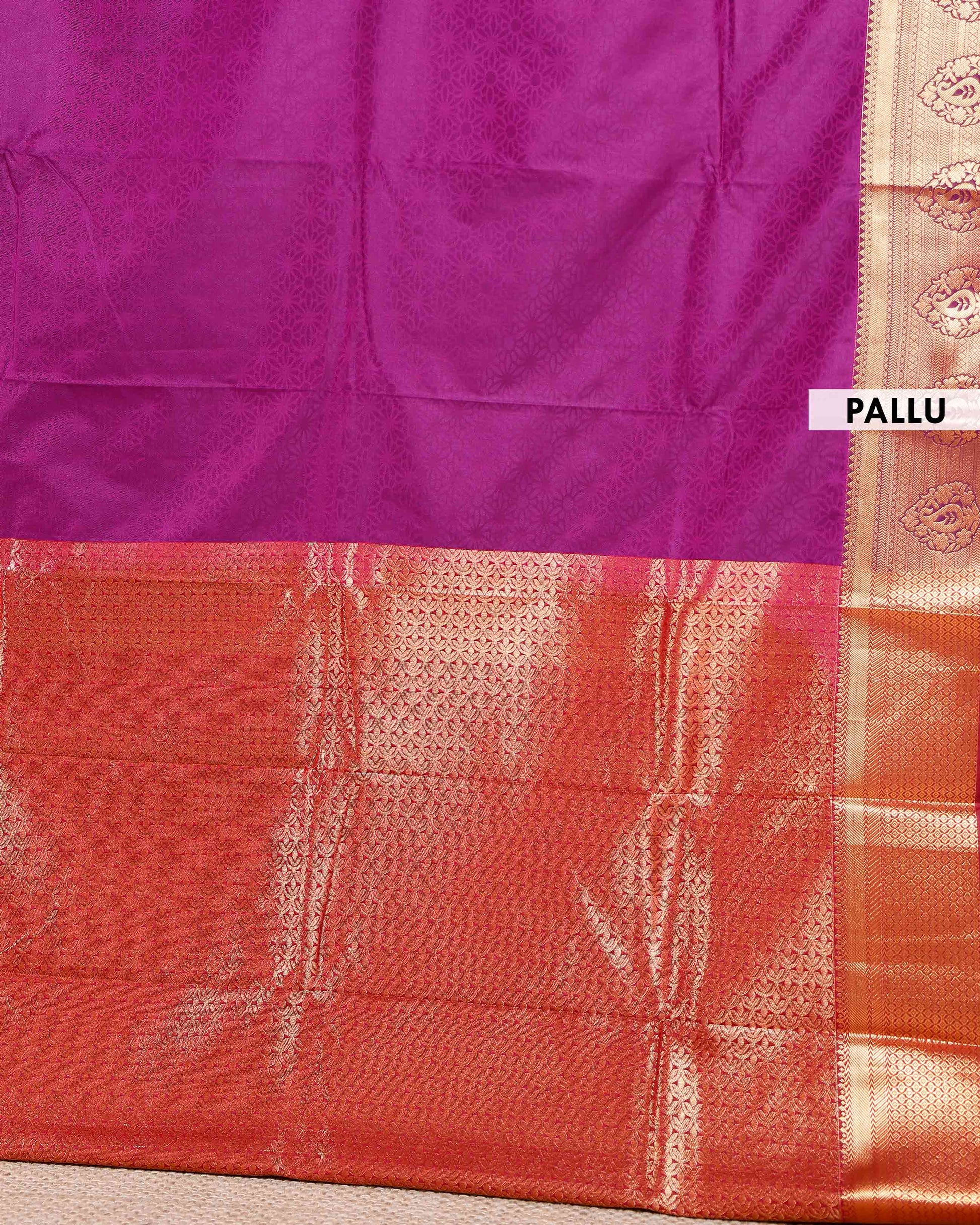 Elampillai Silk Cotton Saree with Intricate Zari Border and Traditional Motifs - Purple-pallu