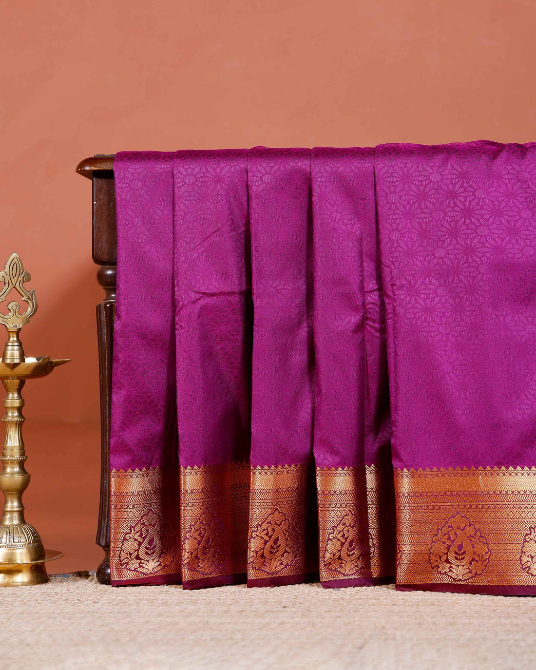 Elampillai Silk Cotton Saree with Intricate Zari Border and Traditional Motifs - Purple