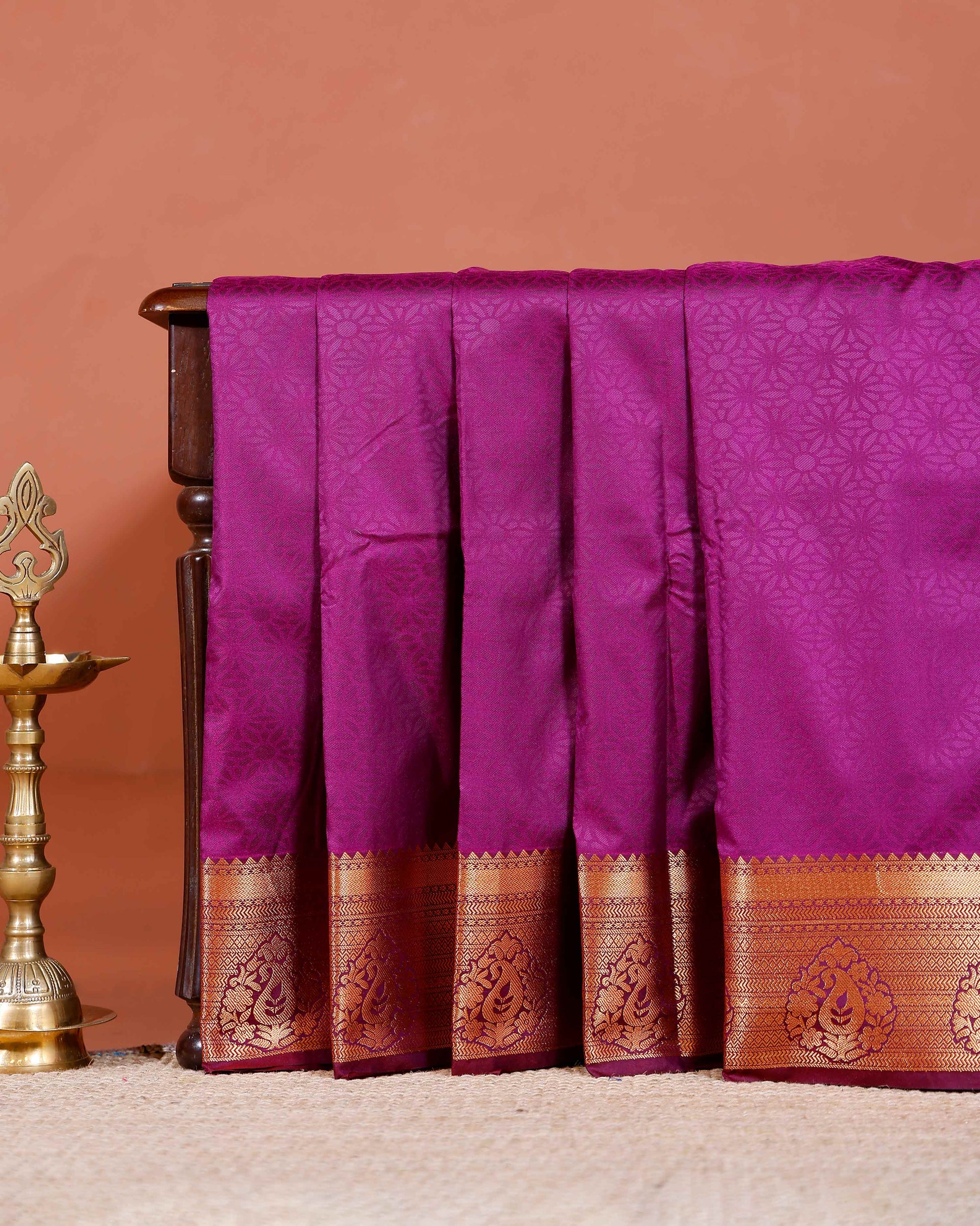 Elampillai Silk Cotton Saree with Intricate Zari Border and Traditional Motifs - Purple