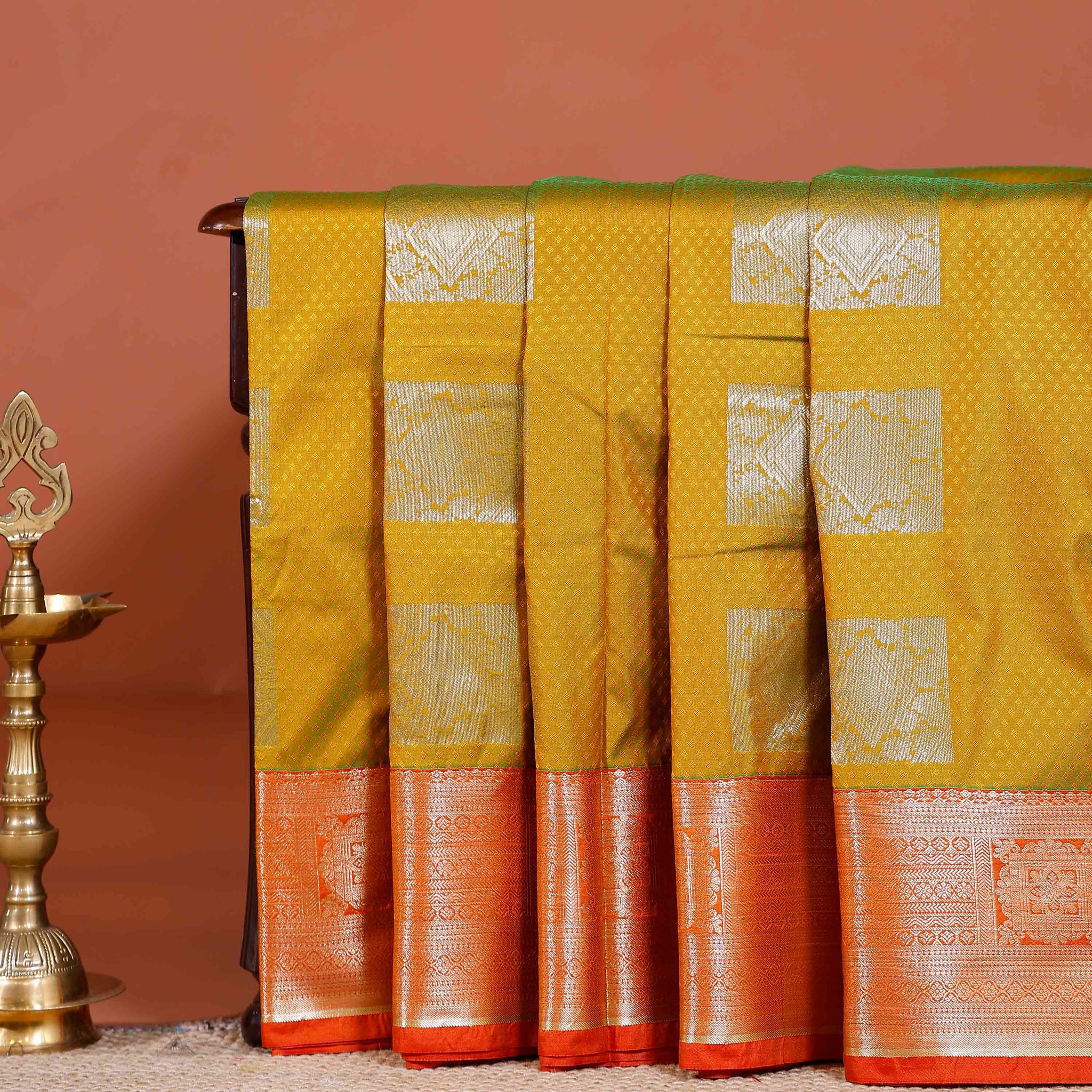 Elampillai Silk Cotton Saree with Intricate Zari Weave & Traditional Motifs - Green