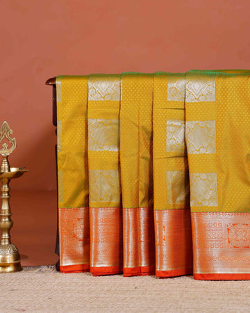 Elampillai Silk Cotton Saree with Intricate Zari Weave & Traditional Motifs - Green