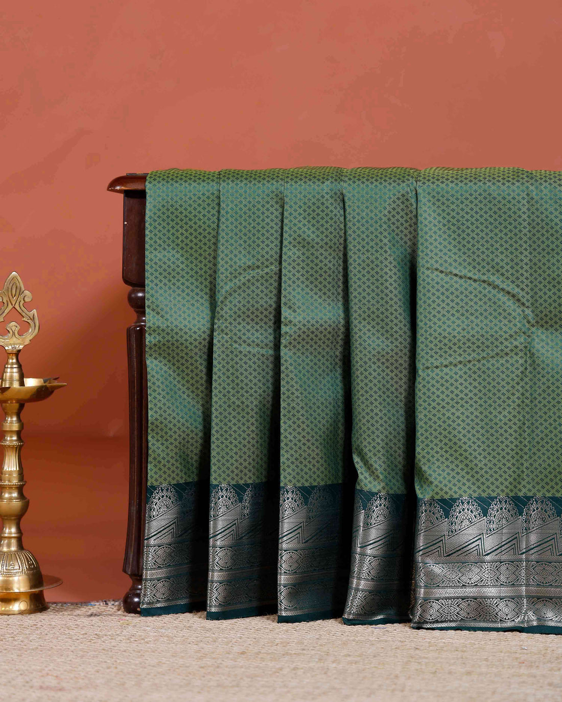 Elampillai Silk Cotton Saree with Intricate Zari Weave and Traditional Border - Green-MAIN