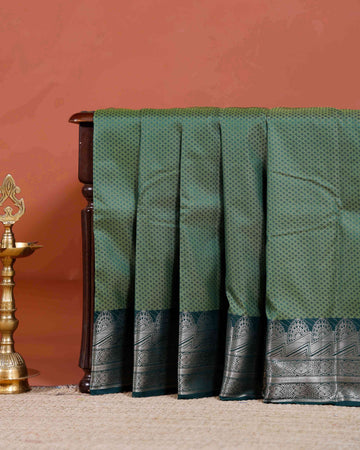 Elampillai Silk Cotton Saree with Intricate Zari Weave and Traditional Border - Green-MAIN