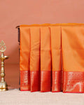 Elampillai Silk Cotton Saree with Intricate Zari Weave and Traditional Border Design- Orange-MAIN