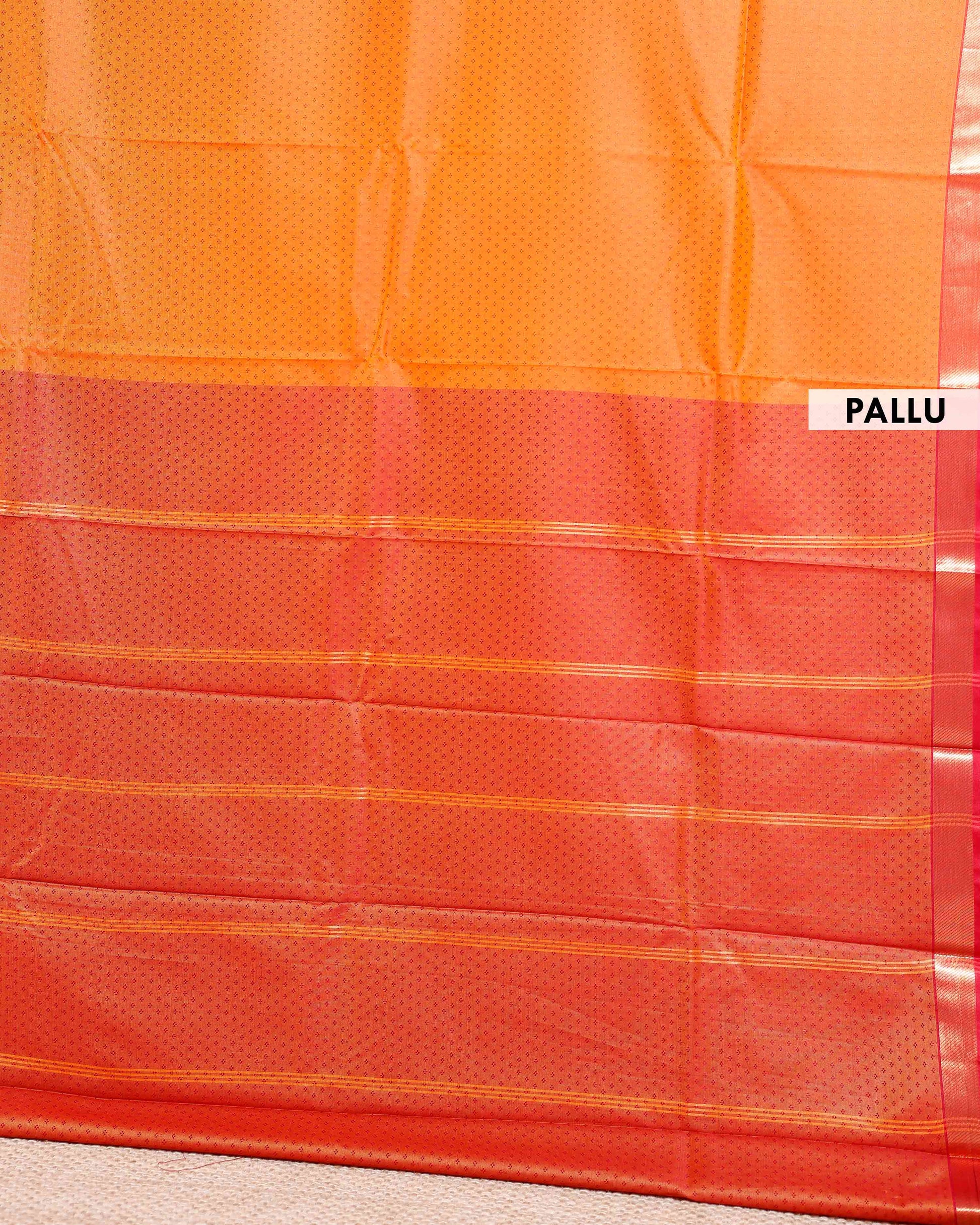 Elampillai Silk Cotton Saree with Intricate Zari Weave and Traditional Border Design- Orange-PALLU
