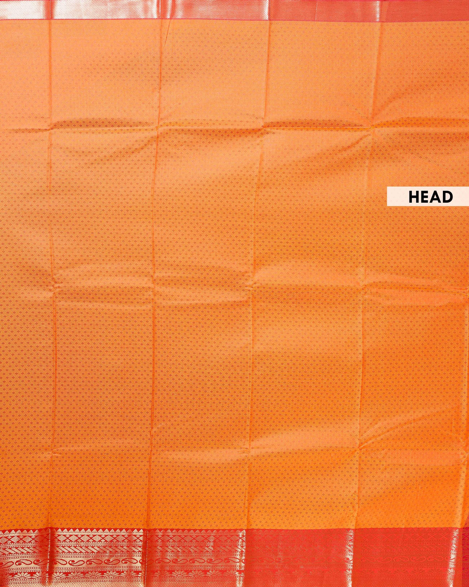 Elampillai Silk Cotton Saree with Intricate Zari Weave and Traditional Border Design- Orange-head