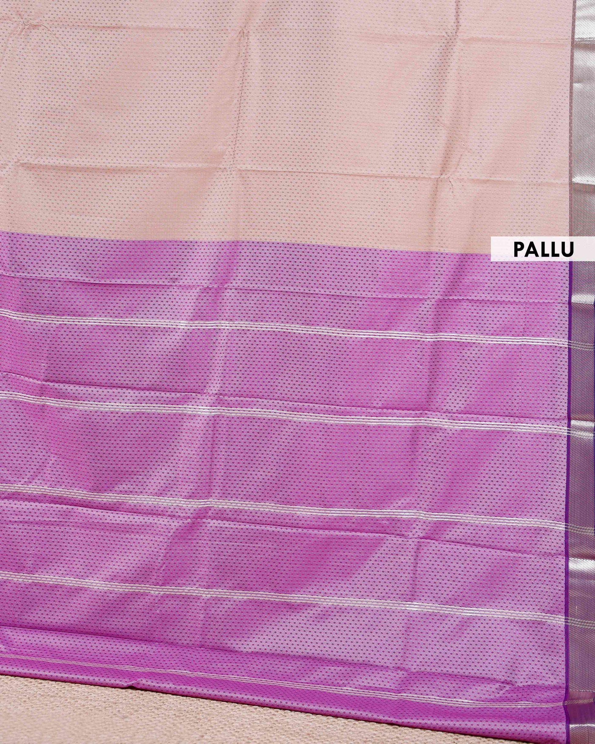 Elampillai Silk Cotton Saree with Intricate Zari Woven Motifs and Traditional Border - Beige-pallu