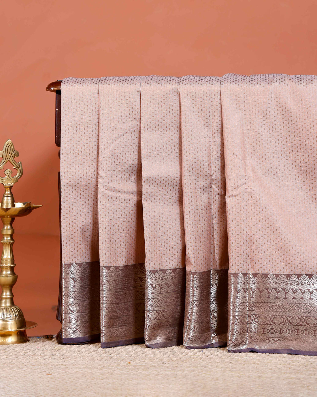 Elampillai Silk Cotton Saree with Intricate Zari Woven Motifs and Traditional Border - Beige