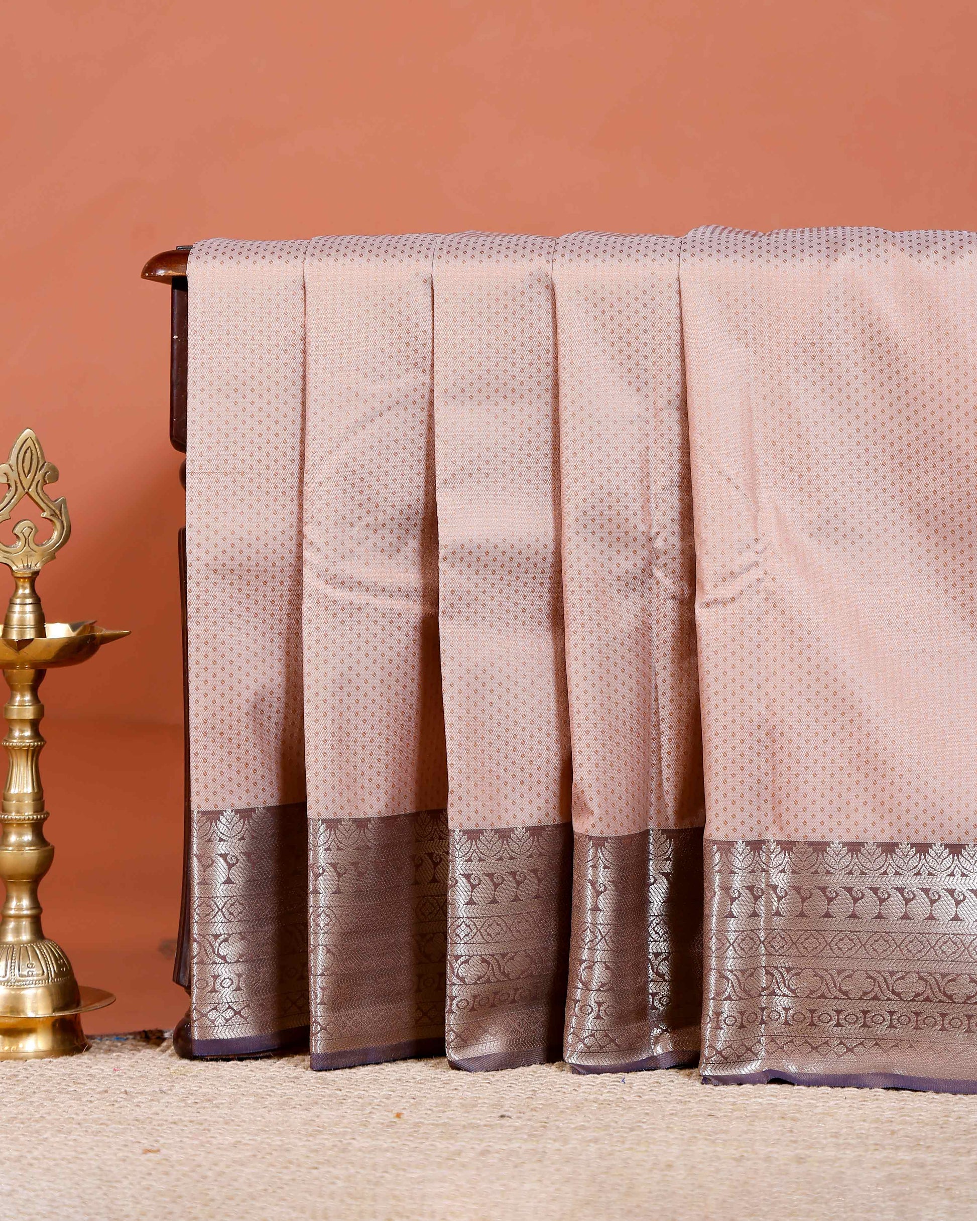 Elampillai Silk Cotton Saree with Intricate Zari Woven Motifs and Traditional Border - Beige