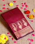 Elampillai Silk Cotton Saree with Traditional Dancing Figure Motifs and Zari Border - Maroon-main
