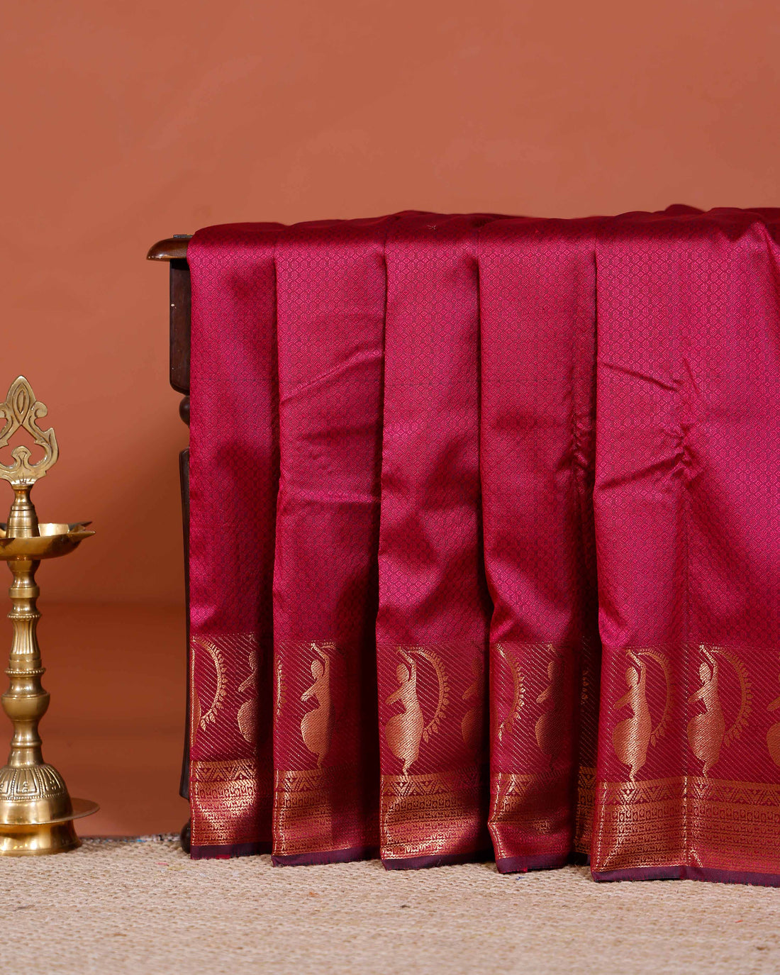 Elampillai Silk Cotton Saree with Traditional Dancing Figure Motifs and Zari Border - Maroon