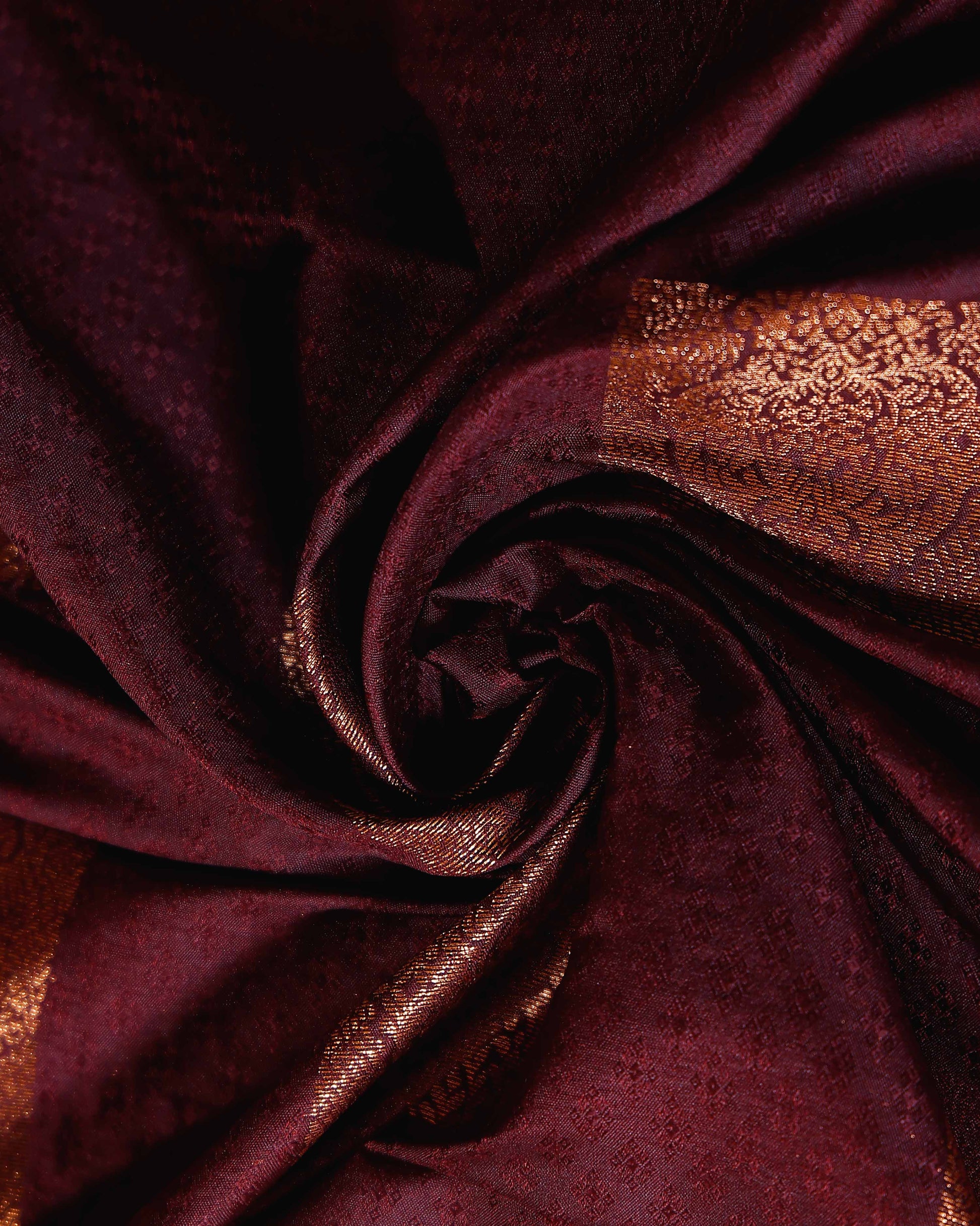 Elampillai Silk Cotton Saree with Traditional Zari Border and Motif Work - Dark Purple-closeup