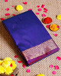 Elampillai Silk Cotton Saree with Traditional Zari Border and Pallu - Dark Blue-MAIN