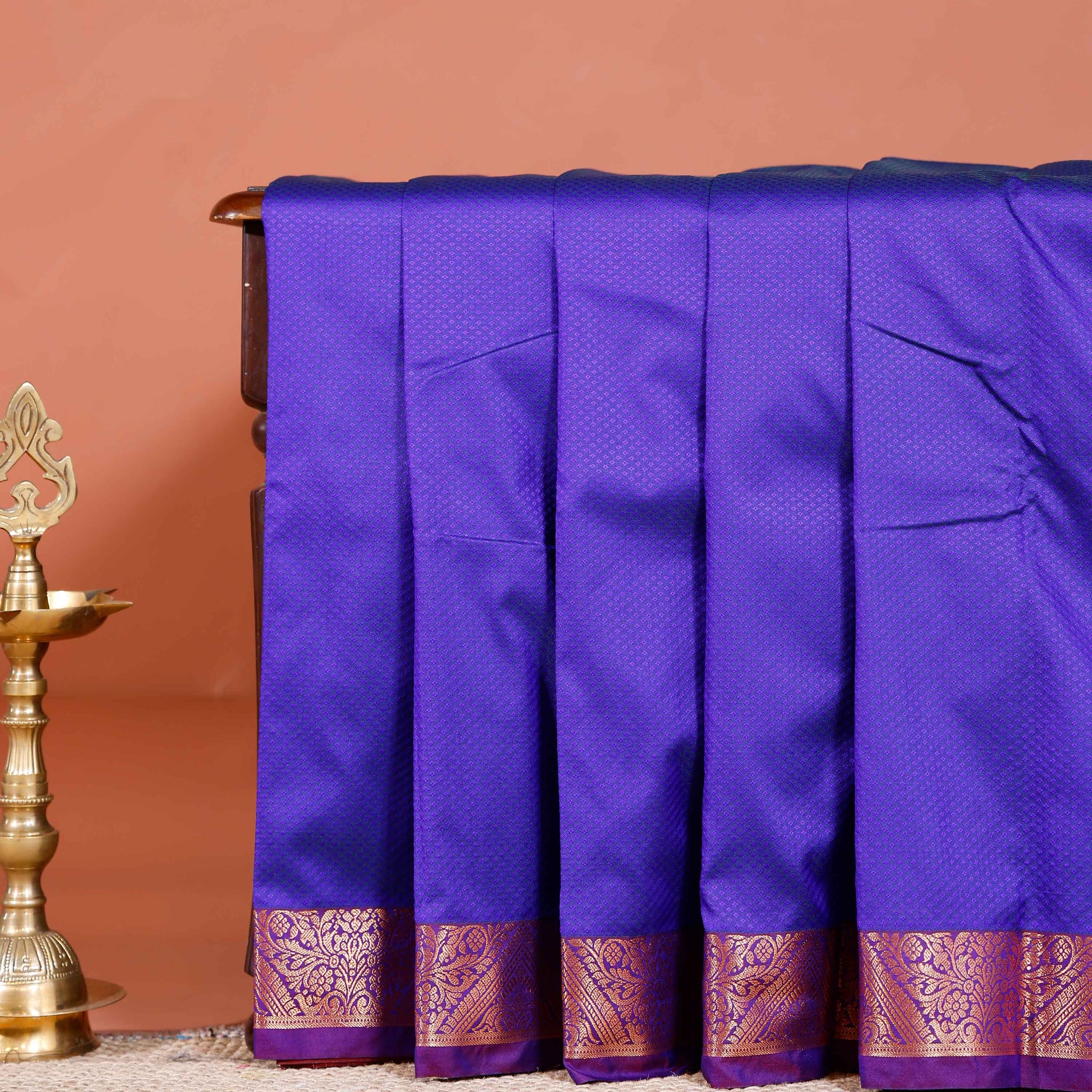 Elampillai Silk Cotton Saree with Traditional Zari Border and Pallu - Dark Blue