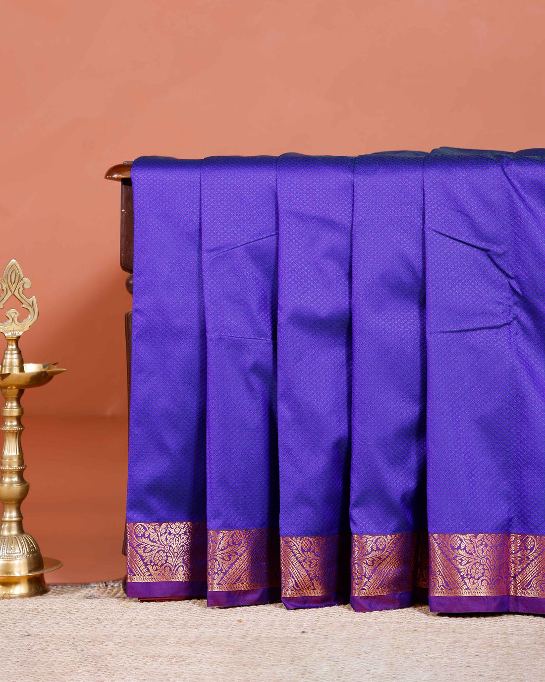 Elampillai Silk Cotton Saree with Traditional Zari Border and Pallu - Dark Blue