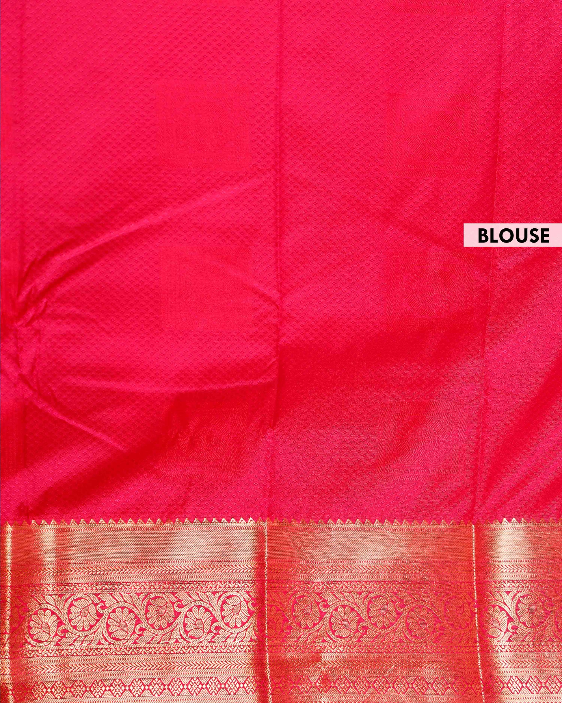 Elampillai Silk Cotton Saree with Traditional Zari Weave and Floral Motifs - Mustard-BLOUSE
