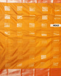 Elampillai Silk Cotton Saree with Traditional Zari Weave and Floral Motifs - Mustard-HEAD