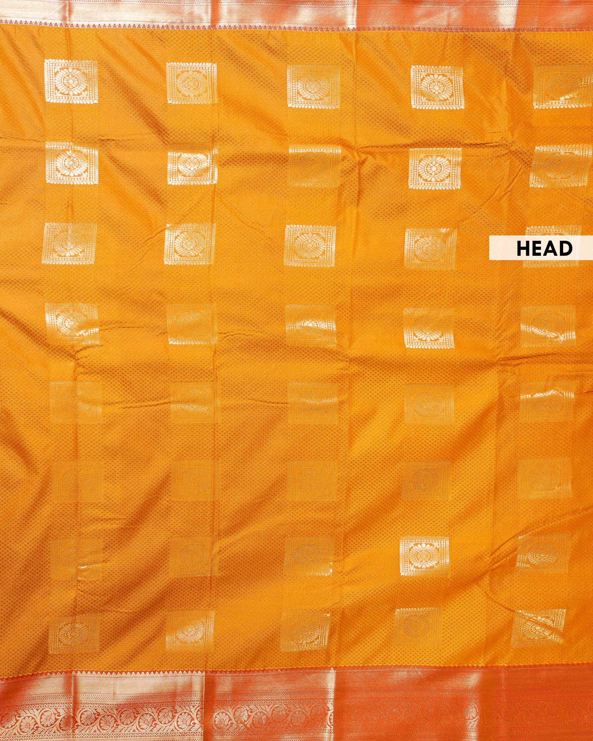 Elampillai Silk Cotton Saree with Traditional Zari Weave and Floral Motifs - Mustard-HEAD
