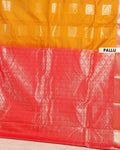 Elampillai Silk Cotton Saree with Traditional Zari Weave and Floral Motifs - Mustard-PALLU