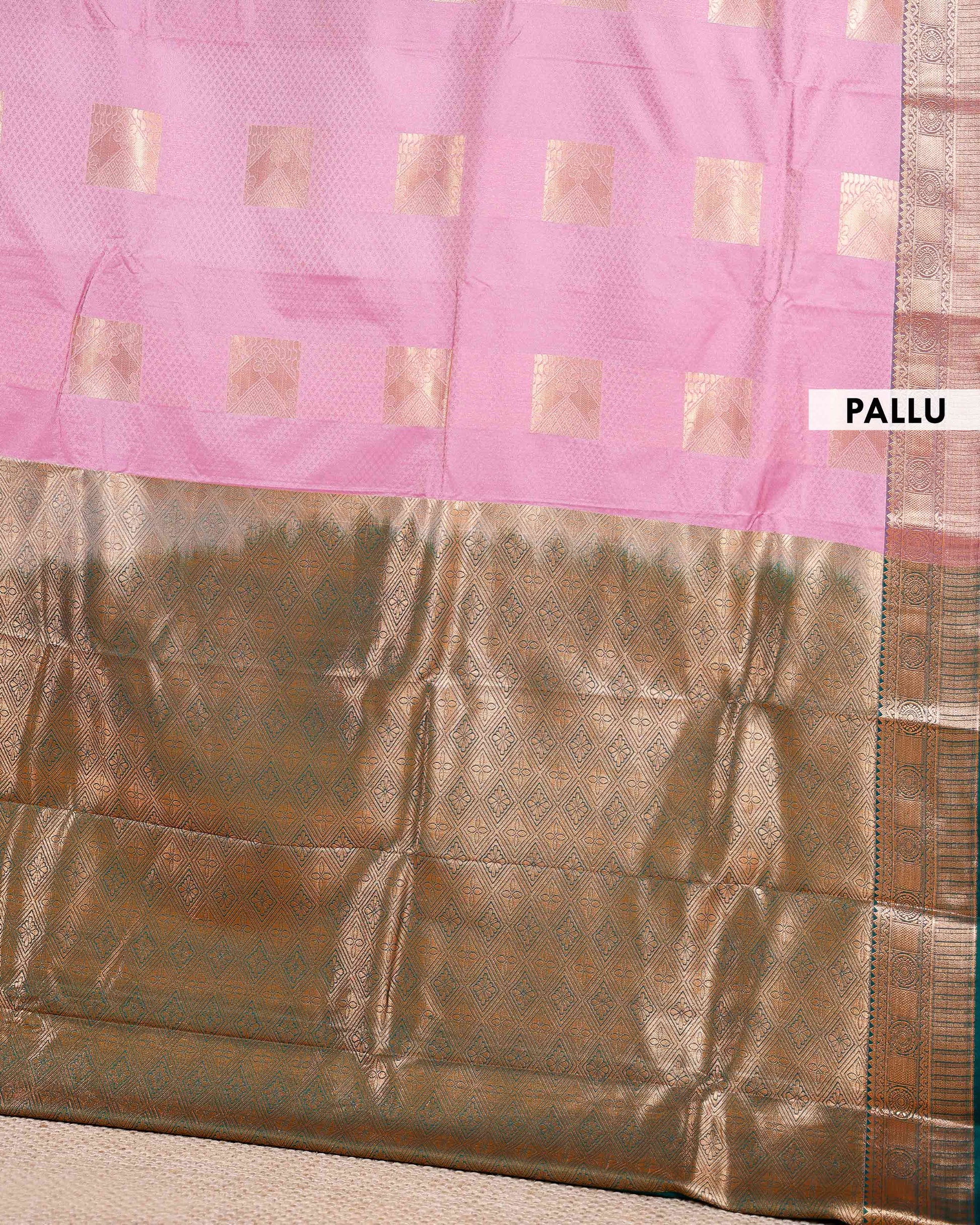 Elampillai Silk Cotton Saree with Traditional Zari Weave and Intricate Motifs - Pink-Pallu