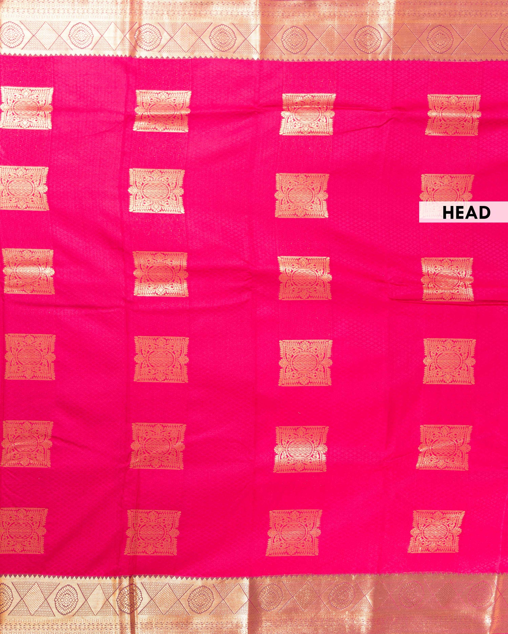 Elampillai Silk Cotton Saree with Zari Motifs and Contrasting Border - HEAD