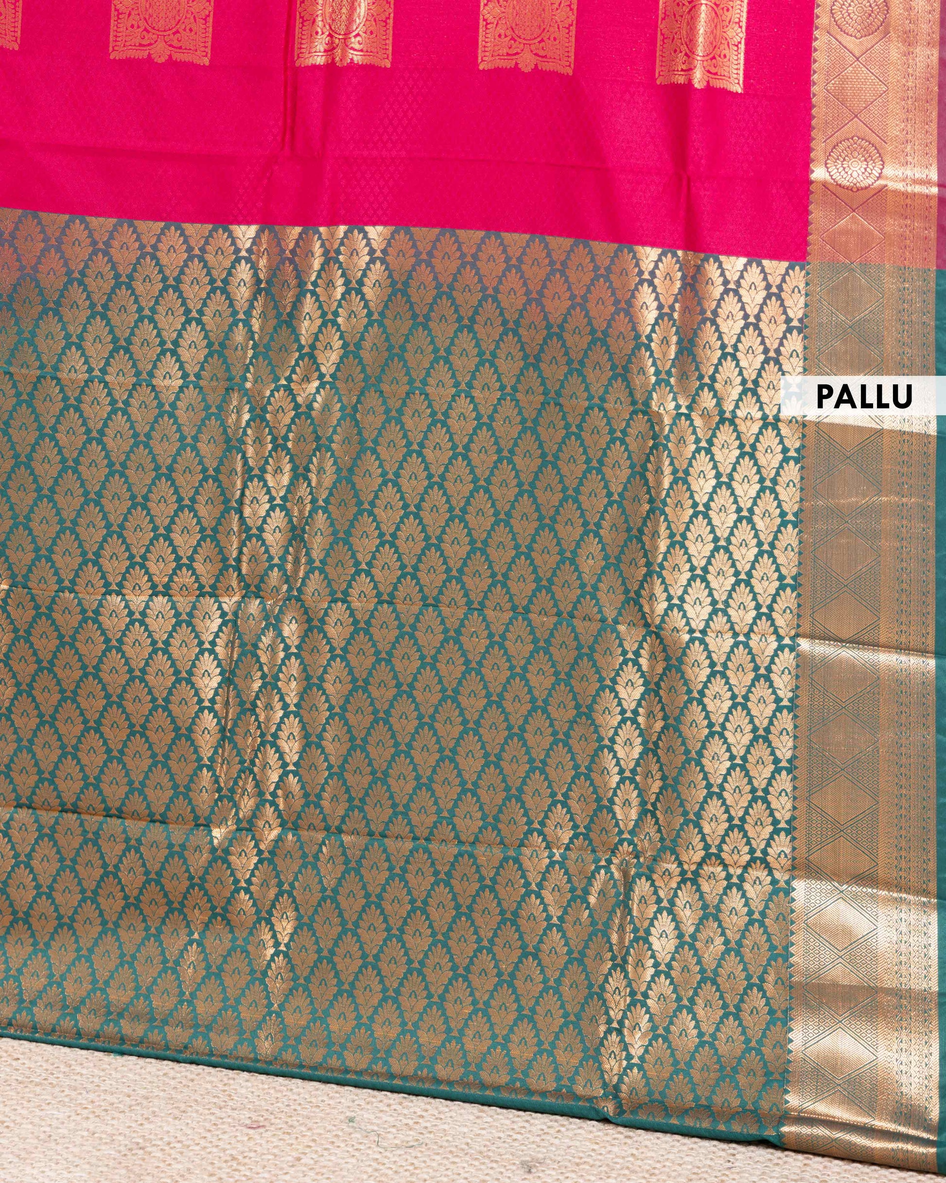 Elampillai Silk Cotton Saree with Zari Motifs and Contrasting Border - PALLU