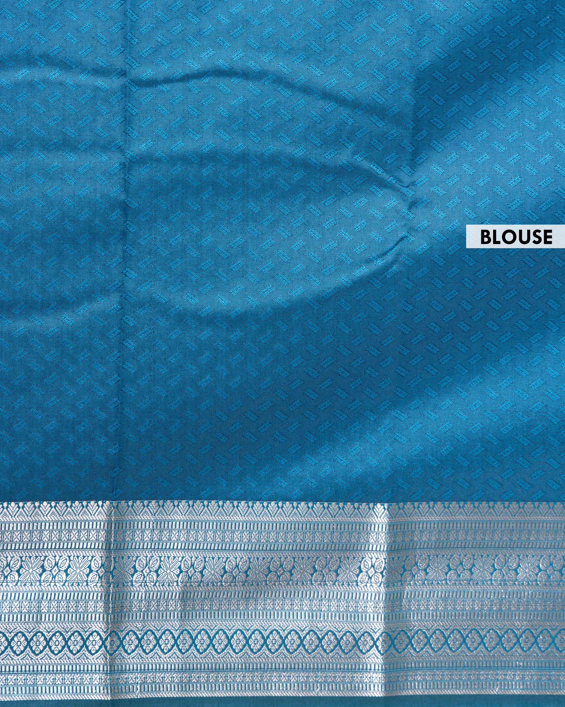Elampillai Silk Cotton Saree with Zari Woven Border and All-Over Butta Design - Teal-BLOUSE