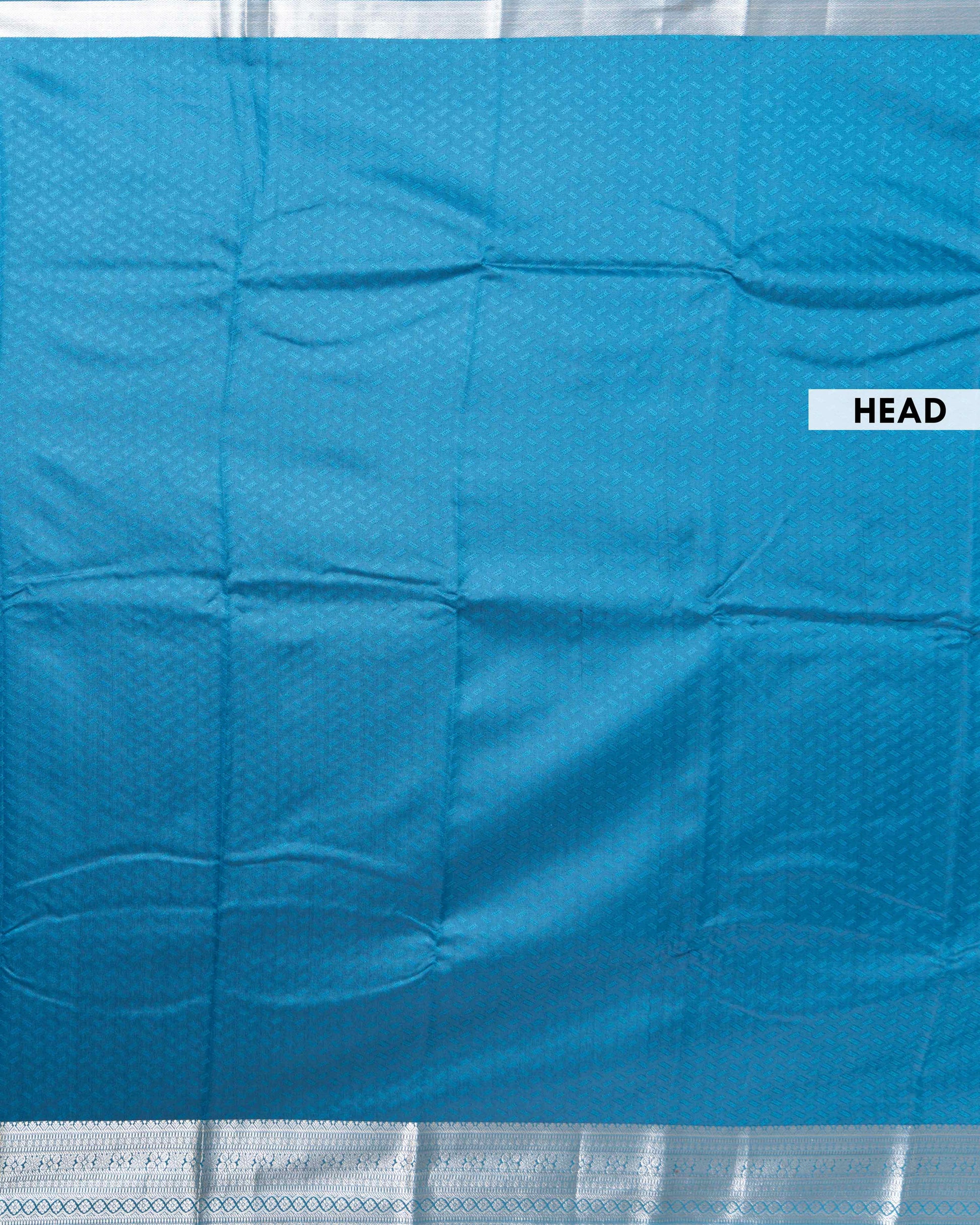 Elampillai Silk Cotton Saree with Zari Woven Border and All-Over Butta Design - Teal-HEAD