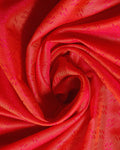 Elampillai Silk Cotton Saree with Zari Woven Border and Traditional Motifs - Dark Orange-Closeup