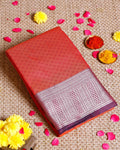 Elampillai Silk Cotton Saree with Zari Woven Border and Traditional Motifs - Dark Orange-main