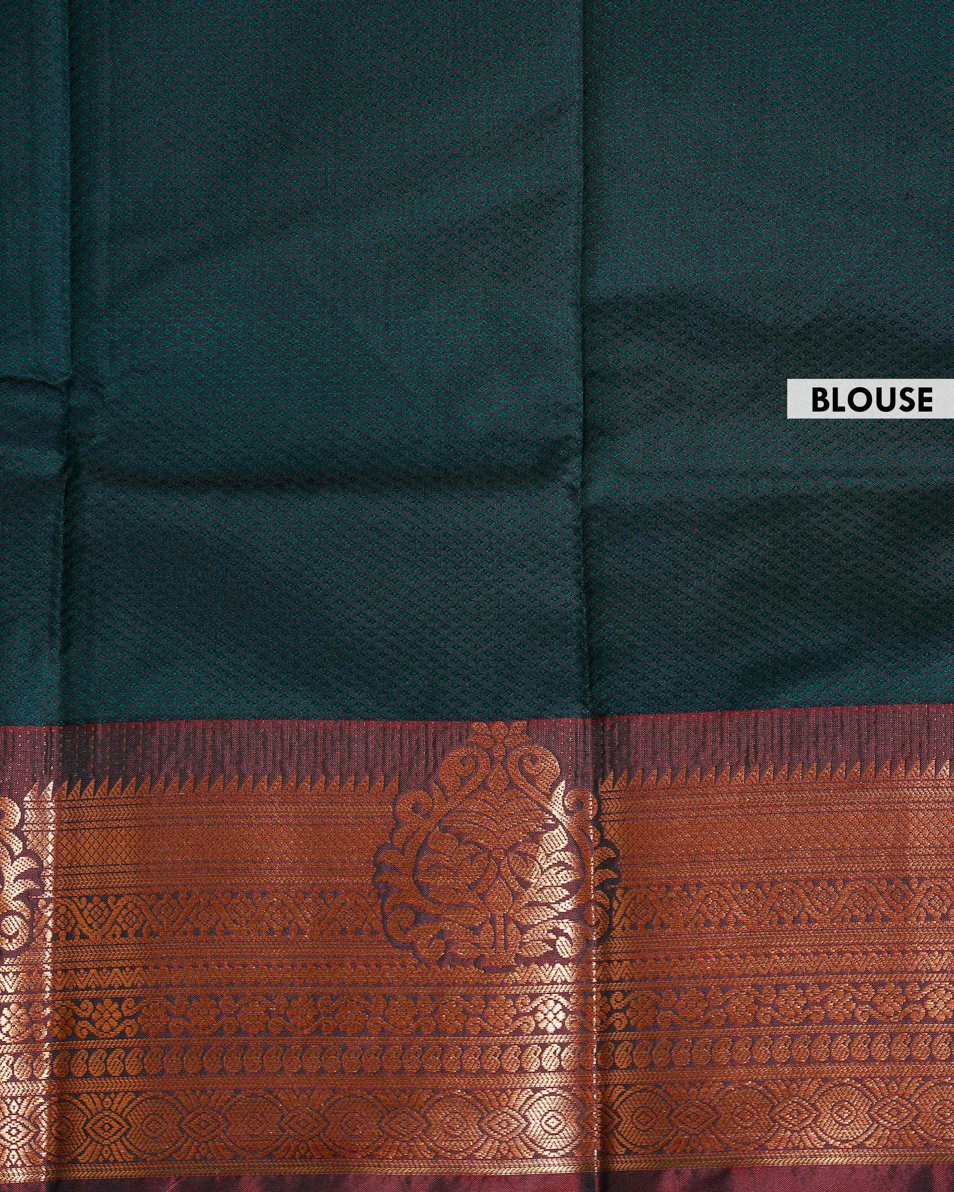 Elampillai Silk Cotton Saree with Zari Woven Border and Traditional Motifs - Dark Purple-blouse