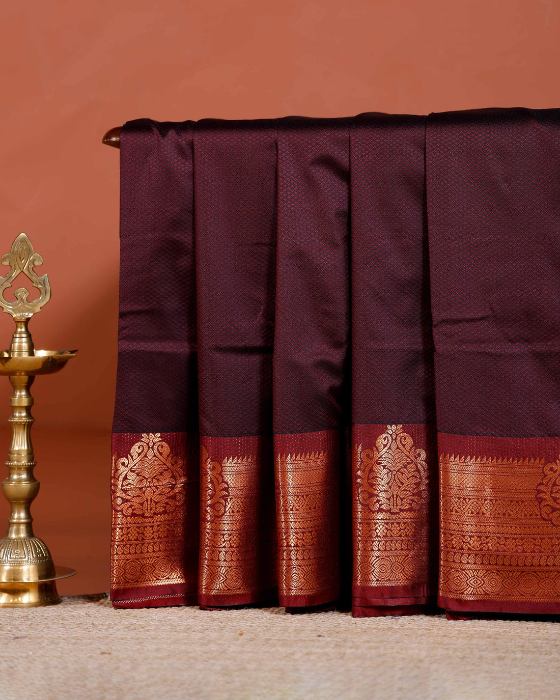 Elampillai Silk Cotton Saree with Zari Woven Border and Traditional Motifs - Dark Purple