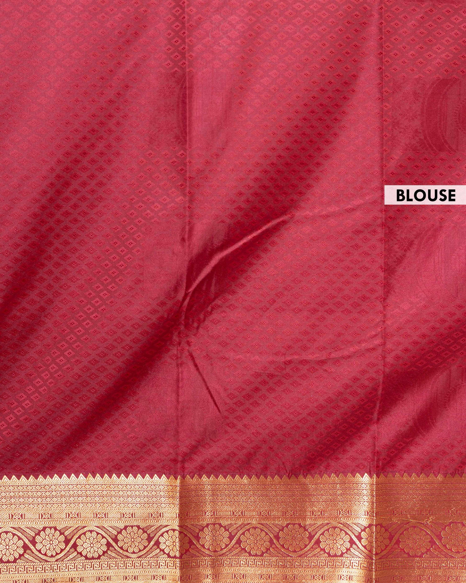 Elampillai Silk Cotton Saree with Zari Woven Motifs and Traditional Border - Blue-BLOUSE