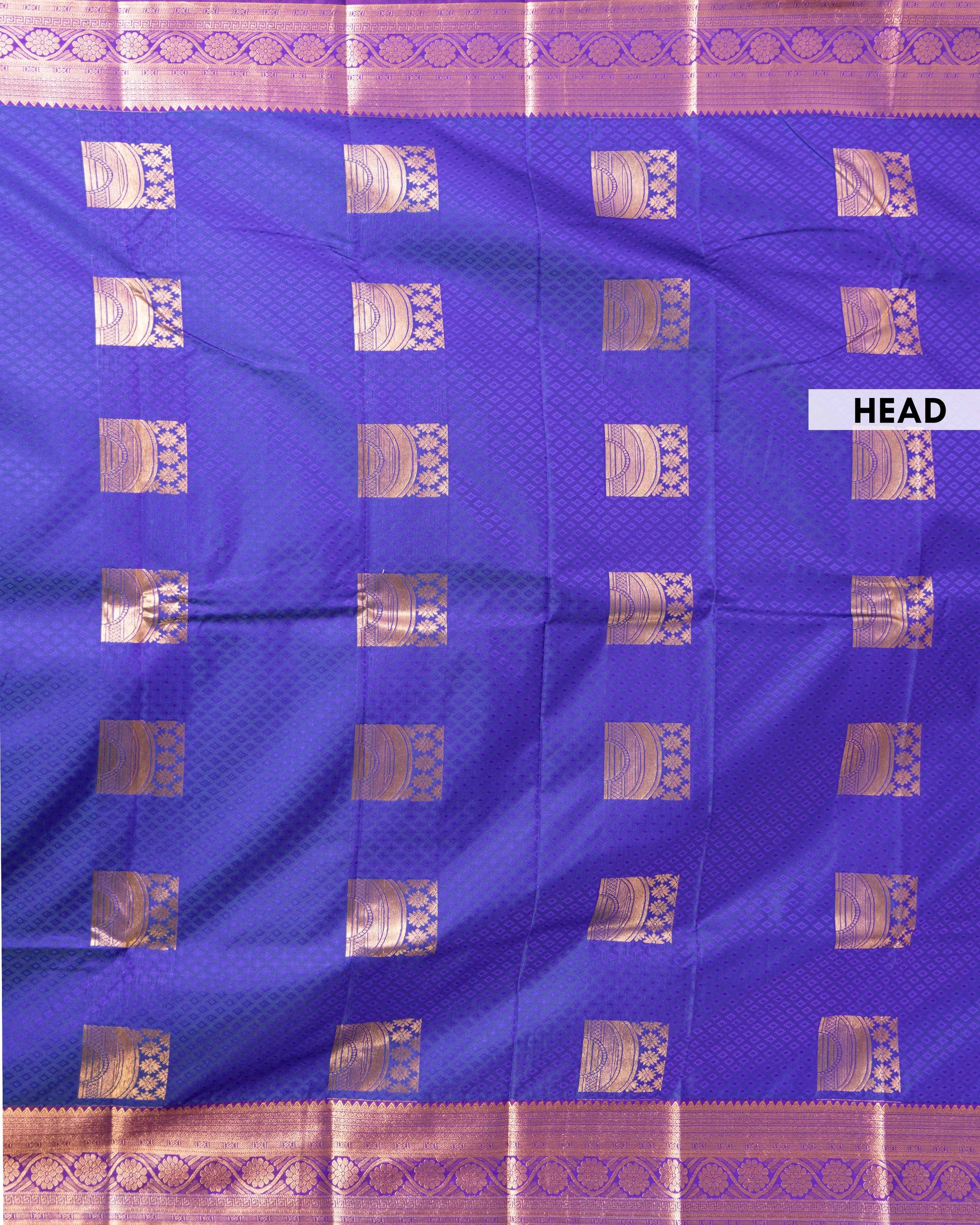 Elampillai Silk Cotton Saree with Zari Woven Motifs and Traditional Border - Blue-HEAD