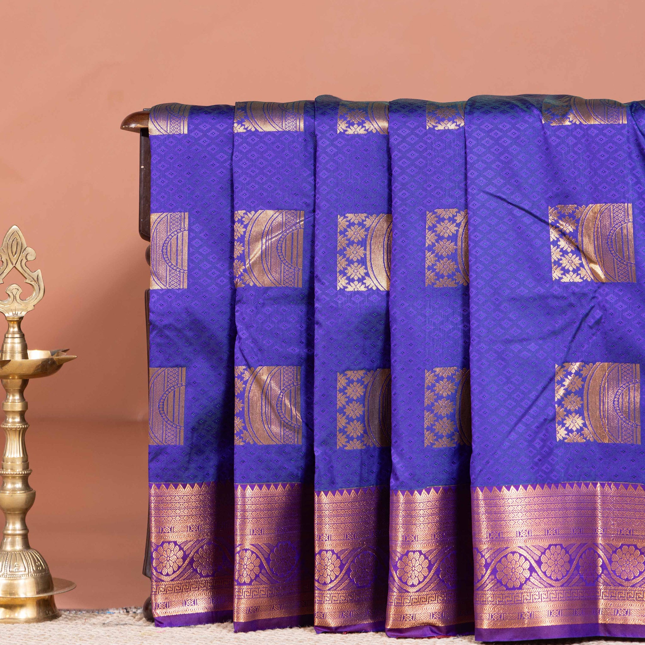 Elampillai Silk Cotton Saree with Zari Woven Motifs and Traditional Border - Blue