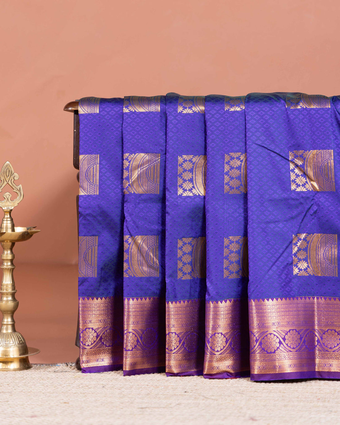 Elampillai Silk Cotton Saree with Zari Woven Motifs and Traditional Border - Blue