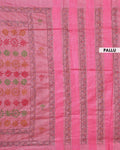 Eleagnt Kantha Work Saree with Floral and Geometric Motifs - Pink
