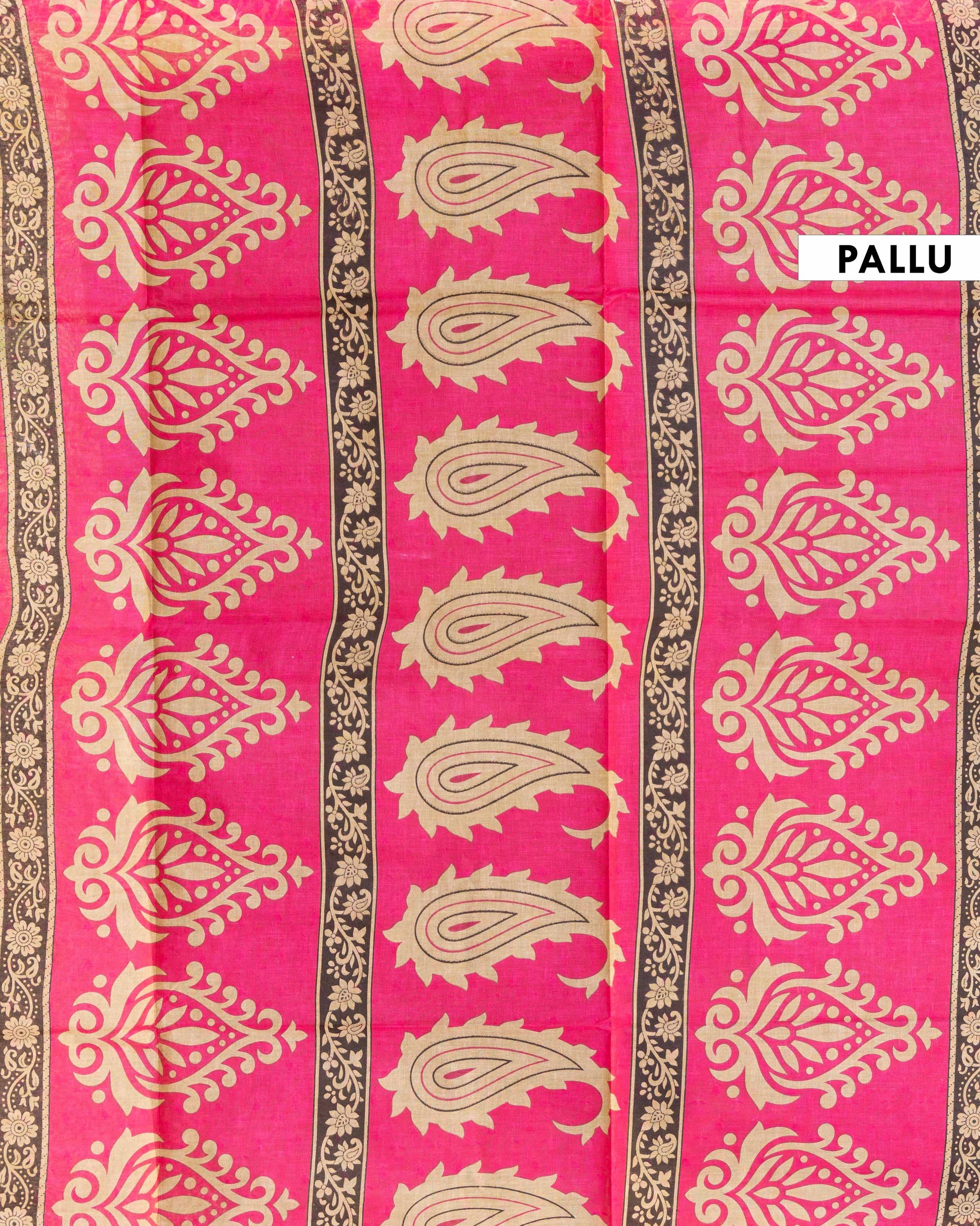 Elegant All-Over Floral Printed Voile Cotton Saree with Traditional Contrast Border - Green