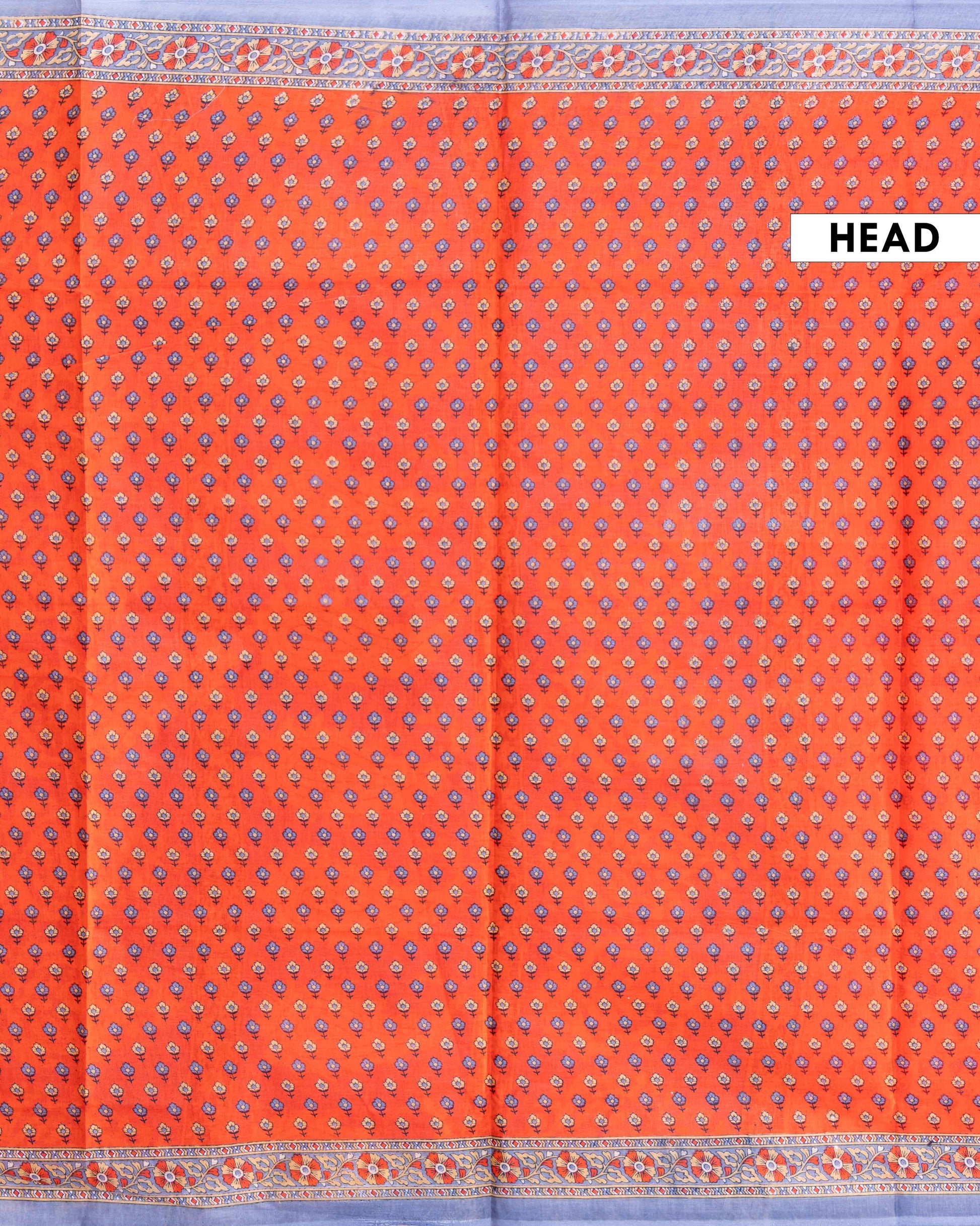 Elegant All-Over Floral Printed Voile Saree with Intricate Contrast Border - Orange