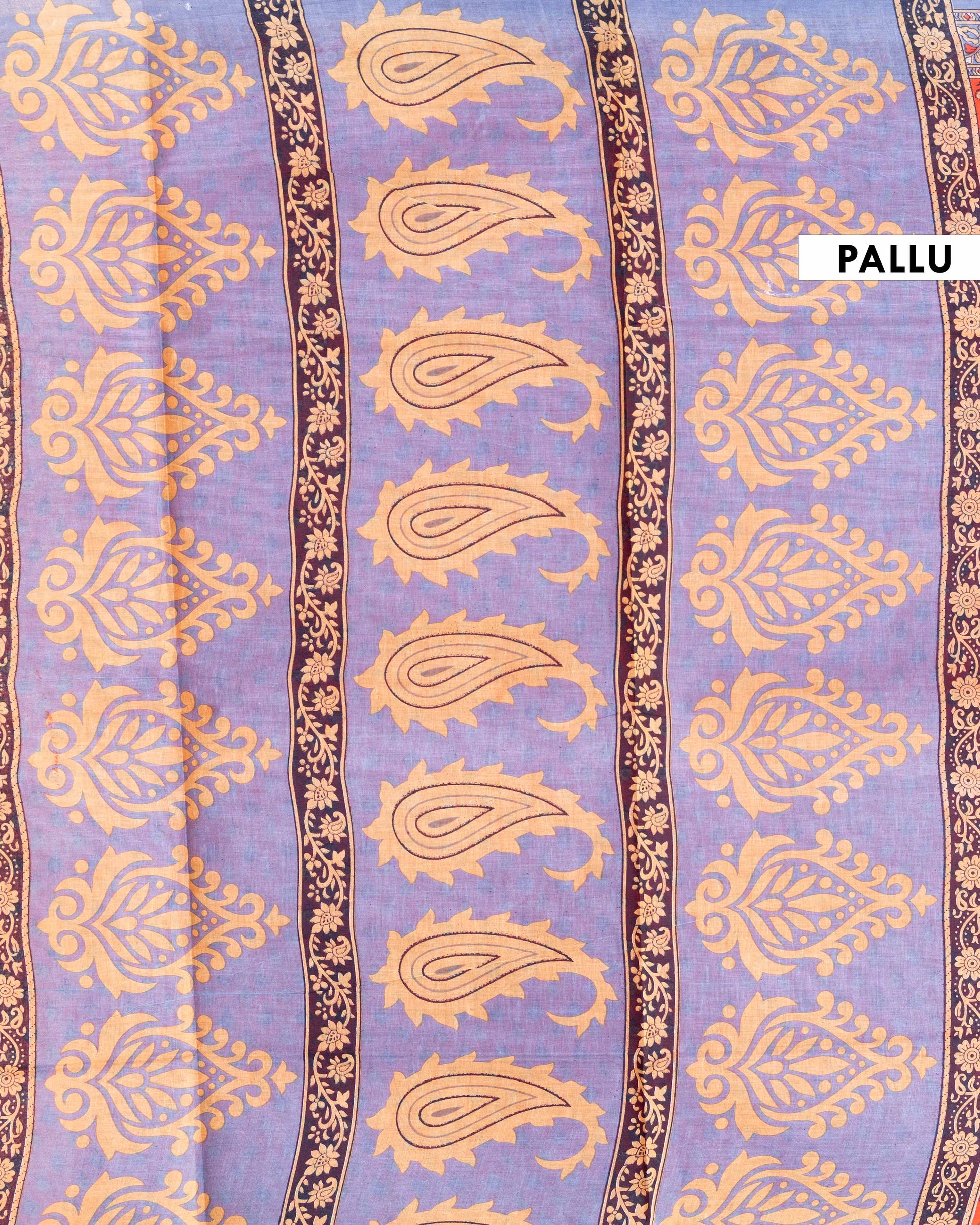 Elegant All-Over Floral Printed Voile Saree with Intricate Contrast Border - Orange