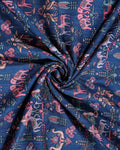 Elegant Art Silk Saree with Intricate Folk Motifs and Traditional Woven Border - Blue-Close Up