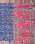 Elegant Art Silk Saree with Intricate Folk Motifs and Traditional Woven Border - Blue-Pallu