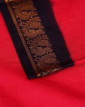 Elegant Authentic Madurai Sungudi Cotton Saree with Zari Peacock Border - Red