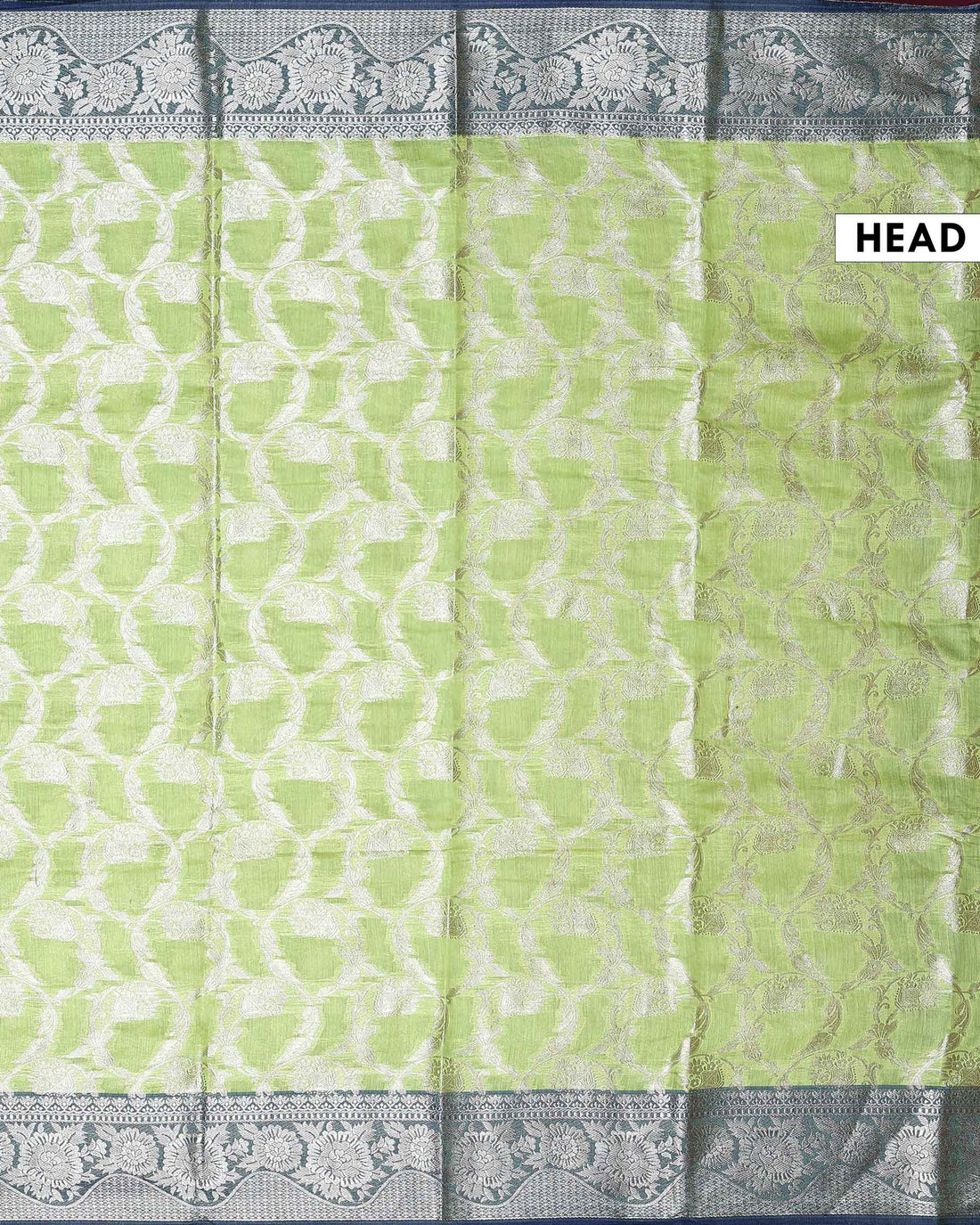 Elegant Banarasi Tissue Saree with Intricate Silver Zari Floral Jaal Weaving and Traditional Brocade Border - Green