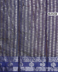 Elegant Banarasi Tissue Saree with Traditional Zari Motifs and Ornate Woven Border -Blue-Blouse