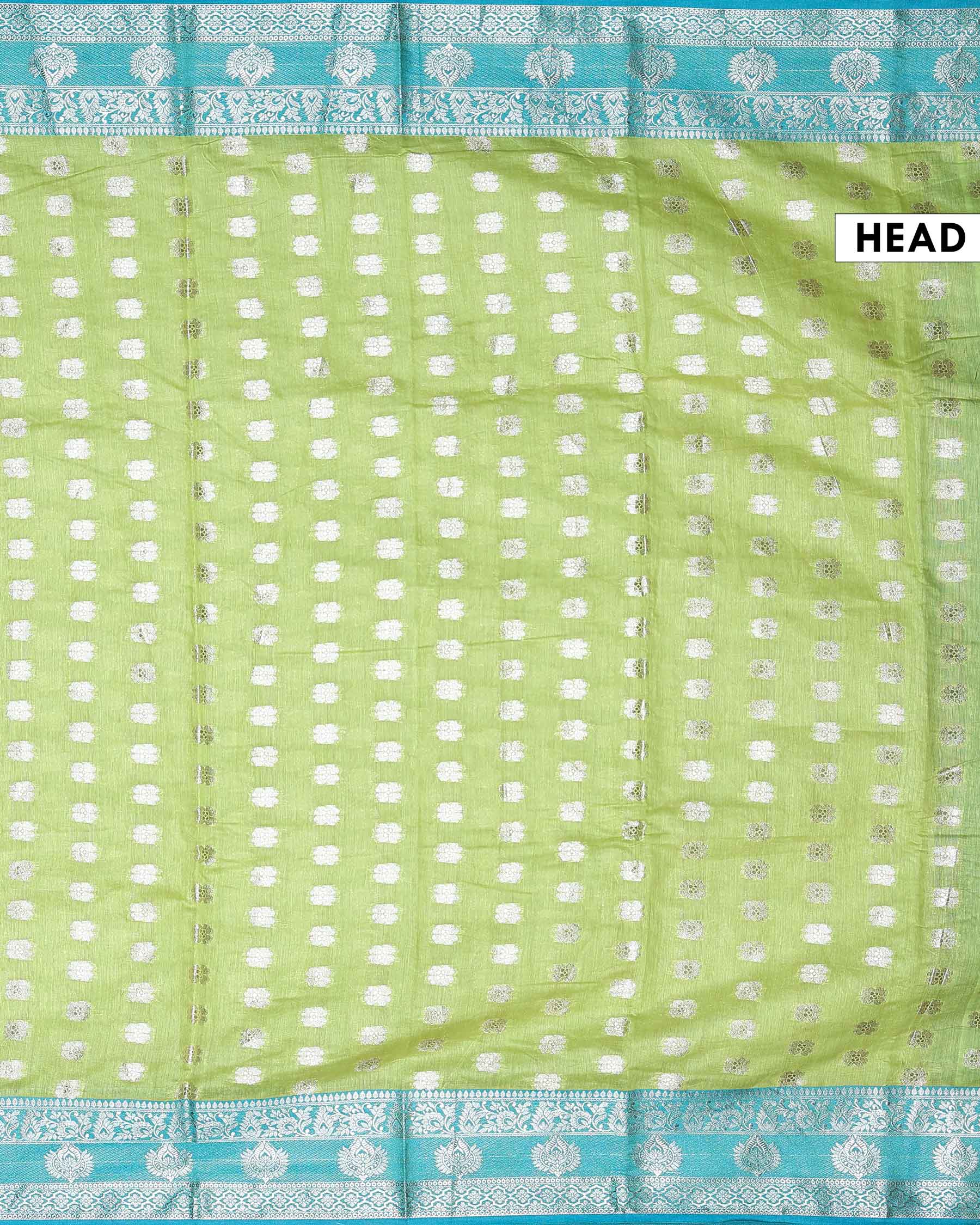Elegant Banarasi Tissue Saree with Traditional Zari Motifs and Ornate Woven Border - Green-Head
