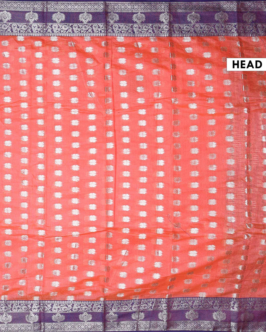 Elegant Banarasi Tissue Saree with Traditional Zari Motifs and Ornate Woven Border - Orange