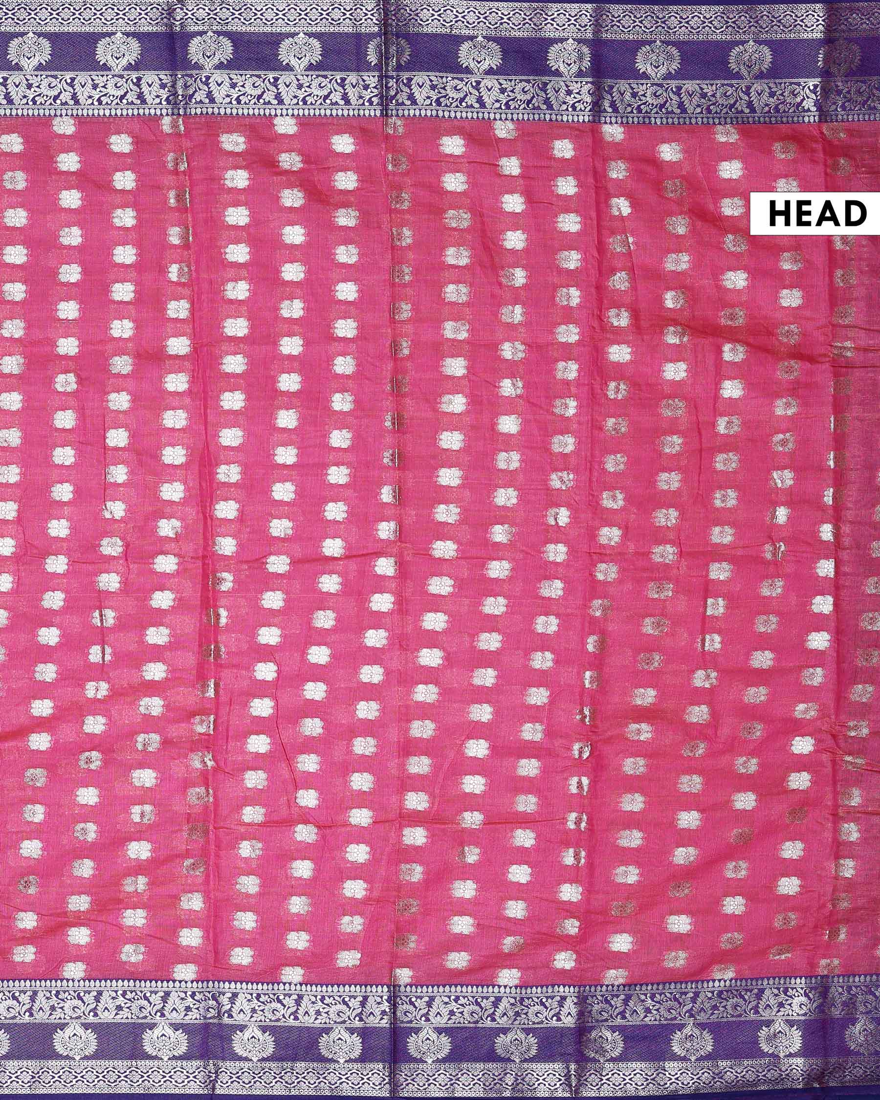Elegant Banarasi Tissue Saree with Traditional Zari Motifs and Ornate Woven Border - Pink-Head